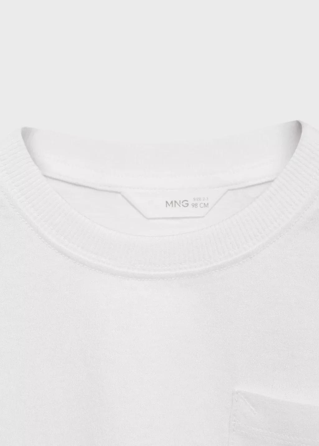 White Cotton Pocket T-Shirt, Baby Boys, White, large image number 3