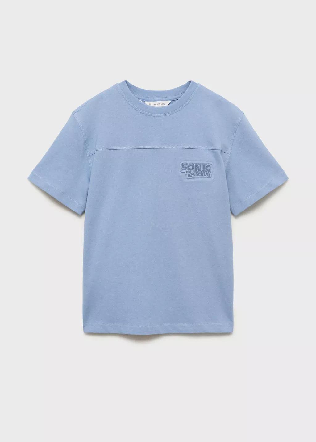 Blue Embossed Sonic T-Shirt, Kids Boys, , large image number 0