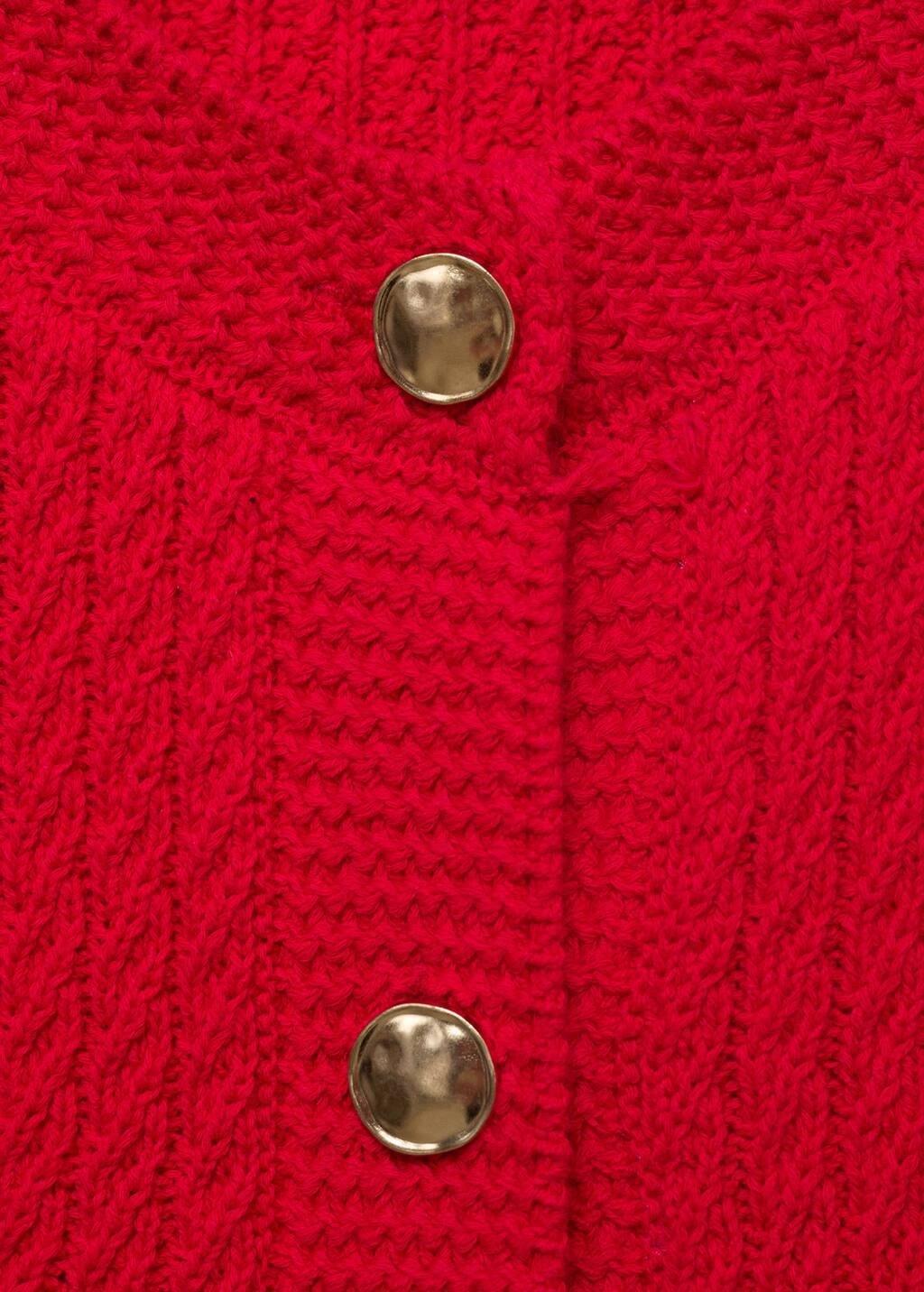 Red Chunky-Knit Waistcoat With Buttons, , large image number 1