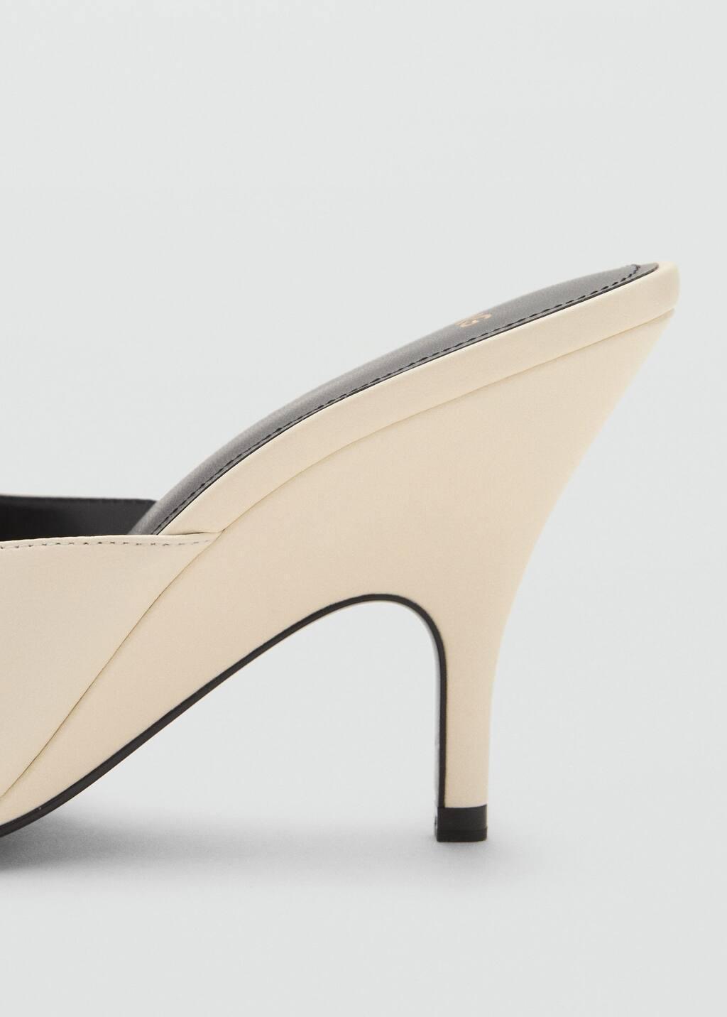 Beige Leather heeled sandal with crossed straps, , large image number 1