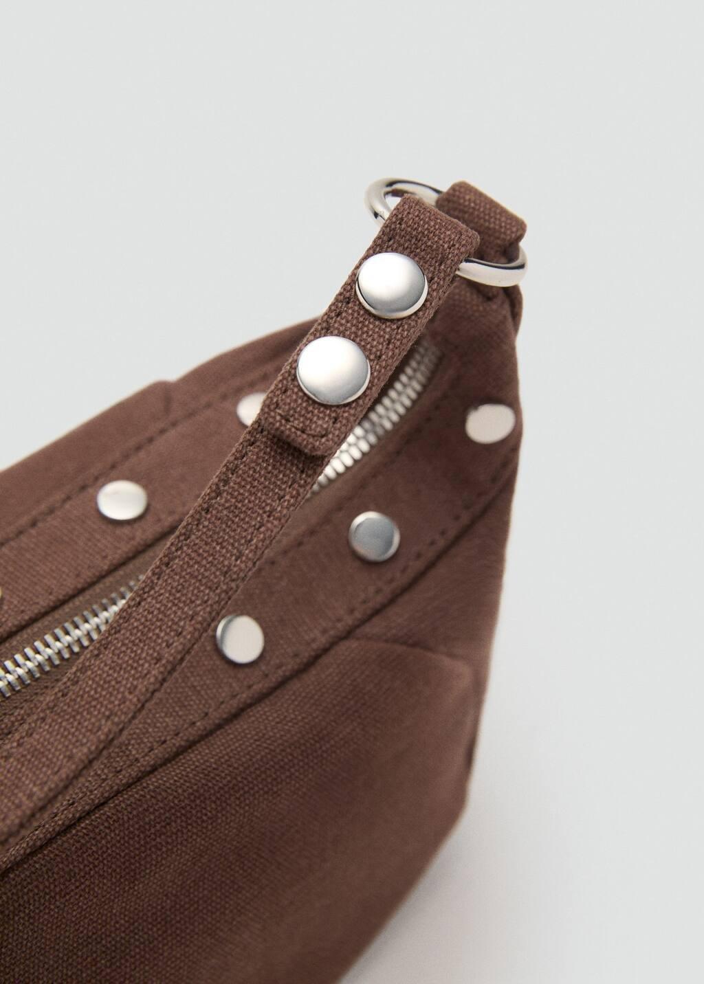 DARK BROWN Studded shoulder bag, Dark Brown, large image number 2