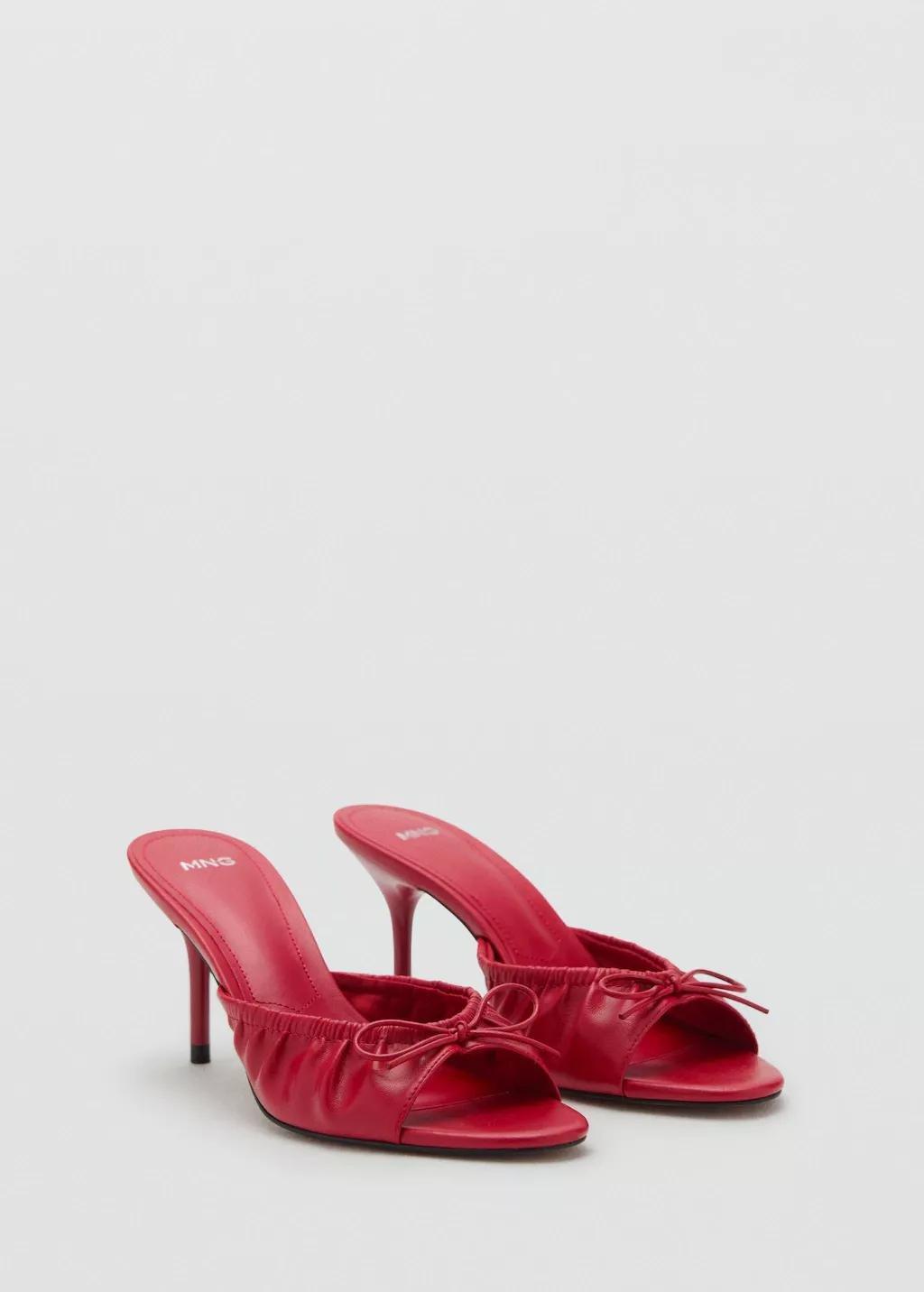 Red Bow Heel Sandals, Red, large image number 5