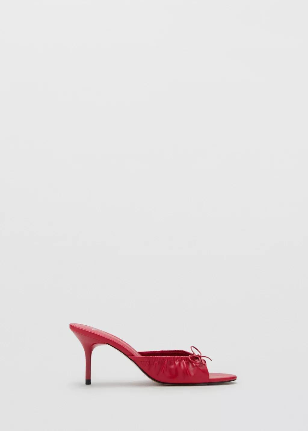 Red Bow Heel Sandals, Red, large image number 8
