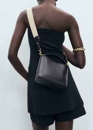 Black Small Bucket Bag, Black, large image number 2