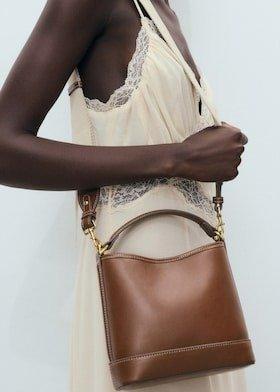 Brown Small Bucket Bag, Medium Brown, large image number 0