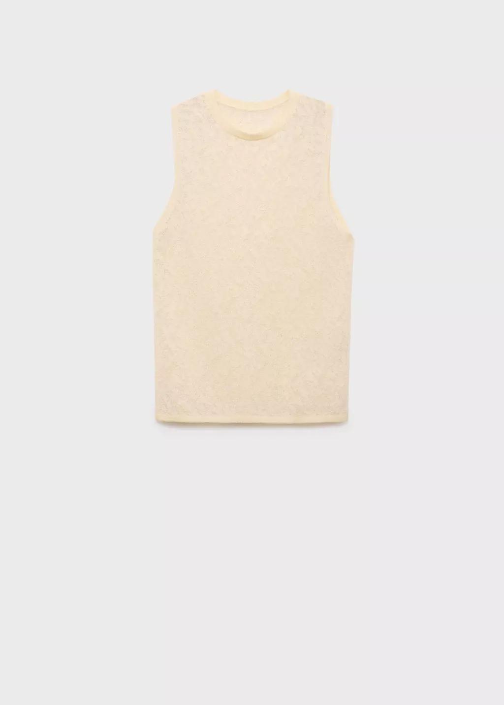 LIGHT BEIGE Openwork knit top, , large image number 1