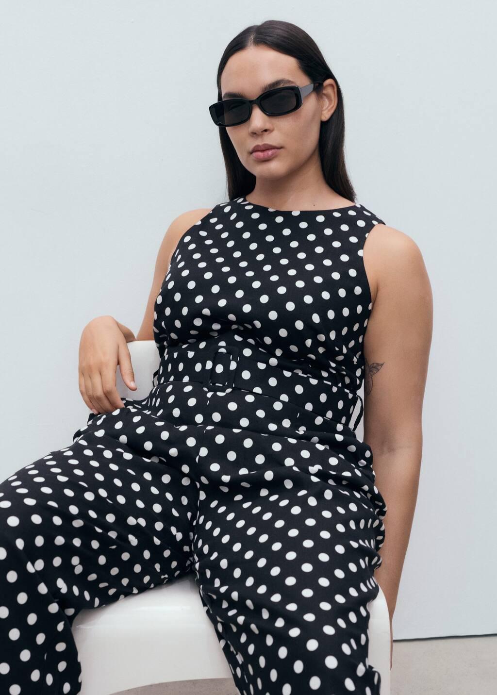 Black Polka-Dot Belt Jumpsuit, , large image number 5