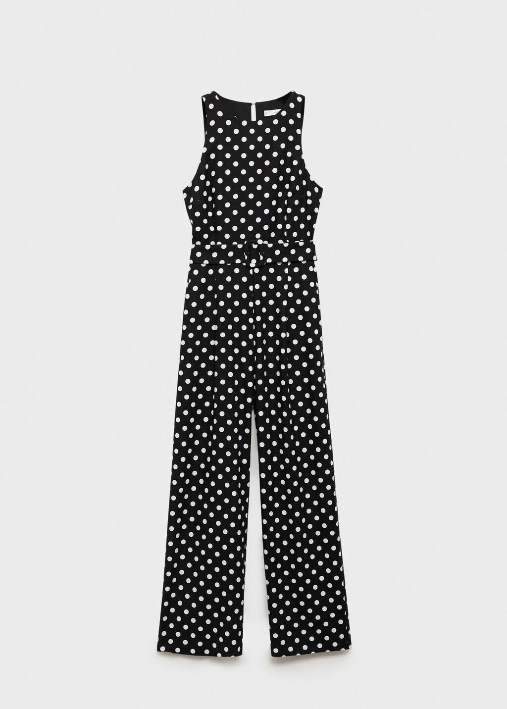 Black Polka-Dot Belt Jumpsuit, , large image number 7