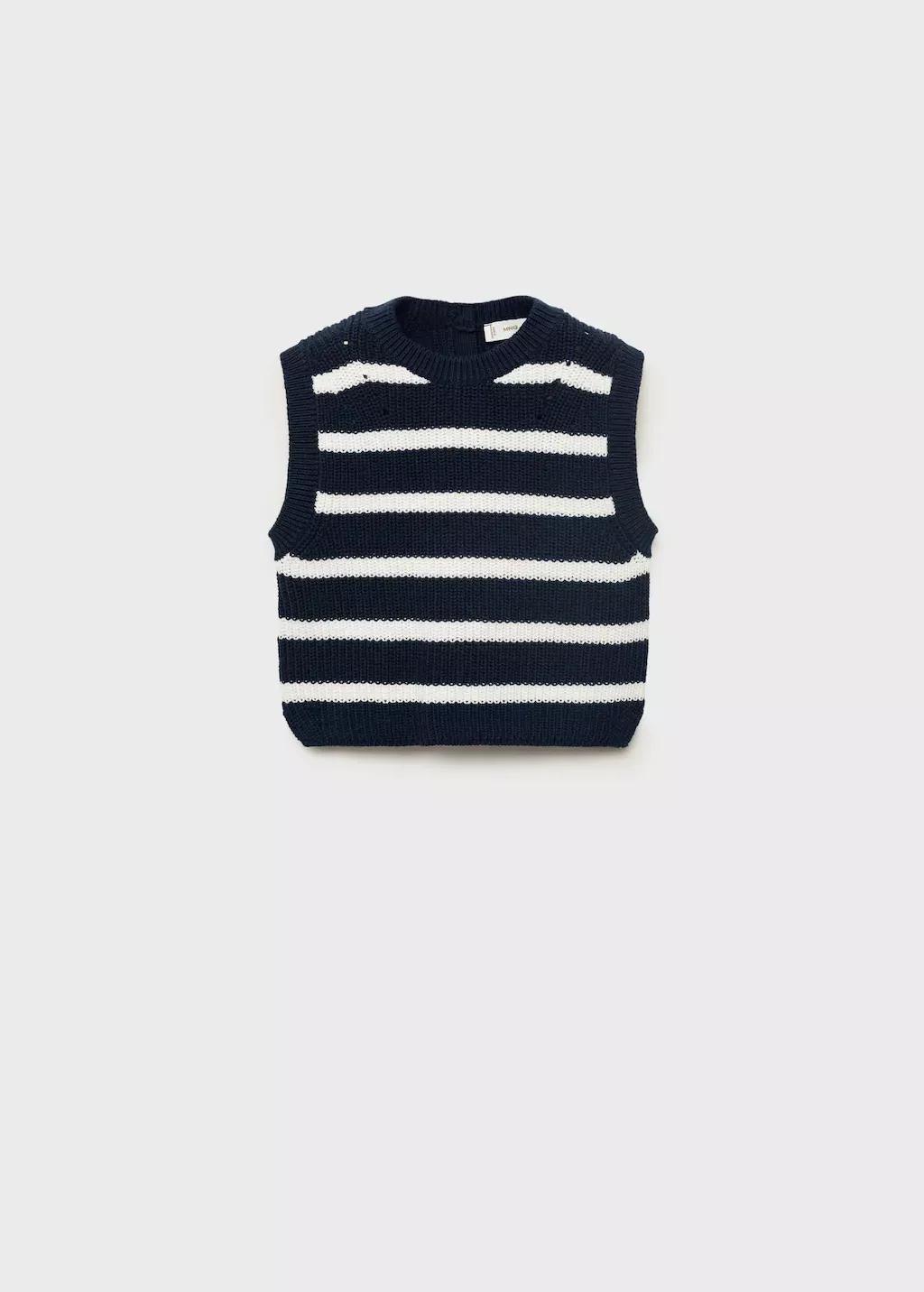 NAVY Striped knitted gilet, Baby Girl, , large image number 0