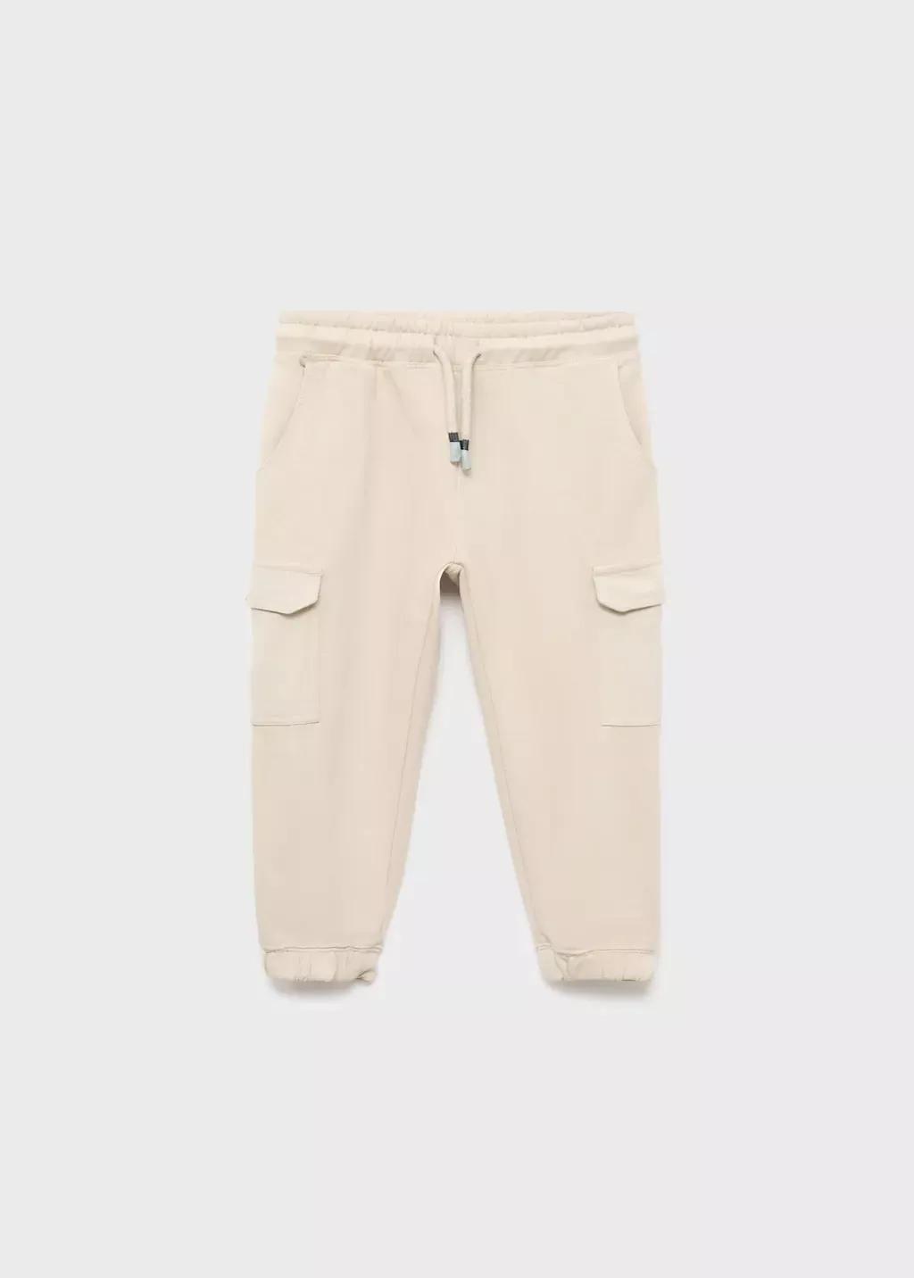 Brown Lt Pastel Cargo Joggers With Drawstring, Baby Boy, Light Pastel Brown, large image number 0