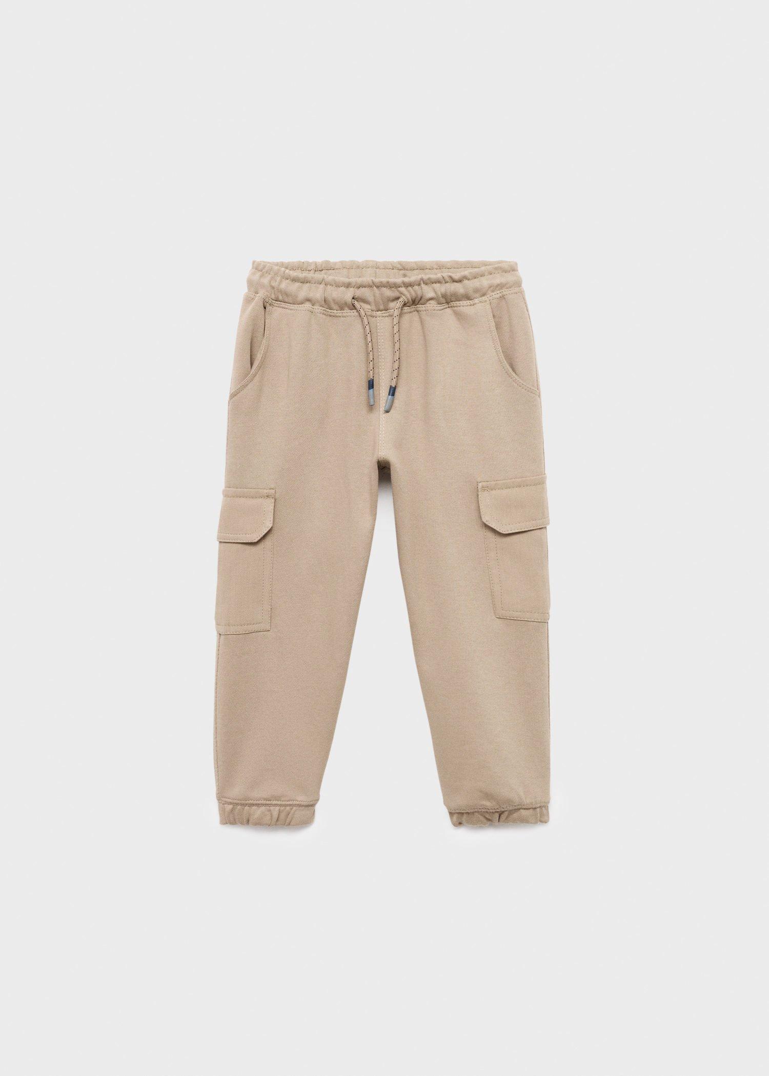 Brown Cargo Joggers With Drawstring, Baby Boys, , large image number 0