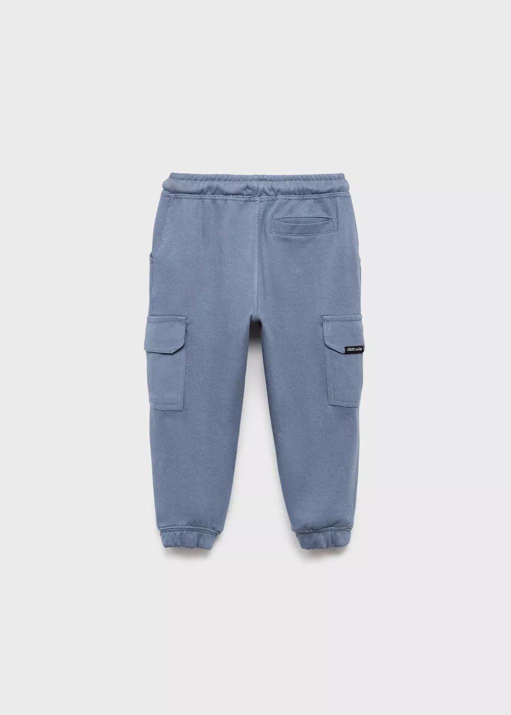 Blue Cargo Joggers With Drawstring, Baby Boy, Medium Blue, large image number 1