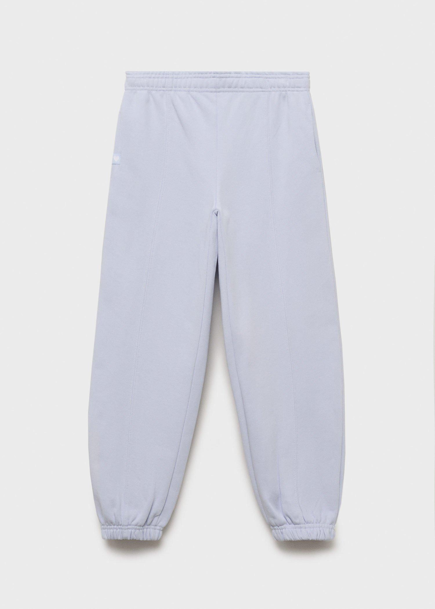 Blue Cotton Joggers With Elastic Waist, Kids Girls, , large image number 0