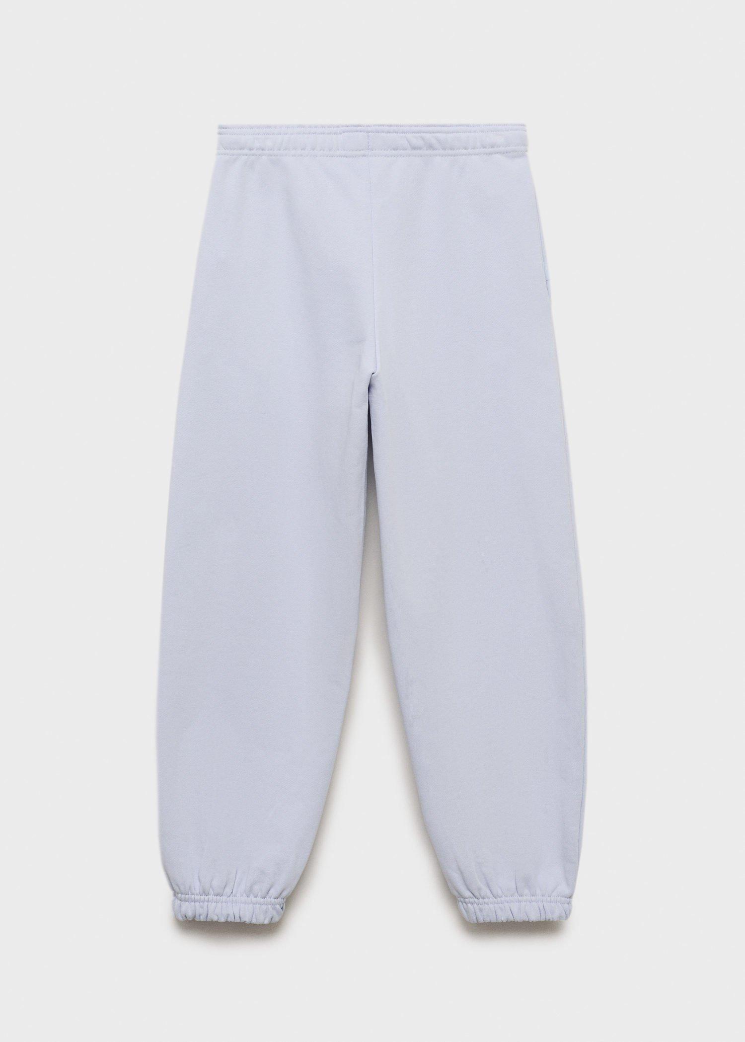 Blue Cotton Joggers With Elastic Waist, Kids Girls, , large image number 1