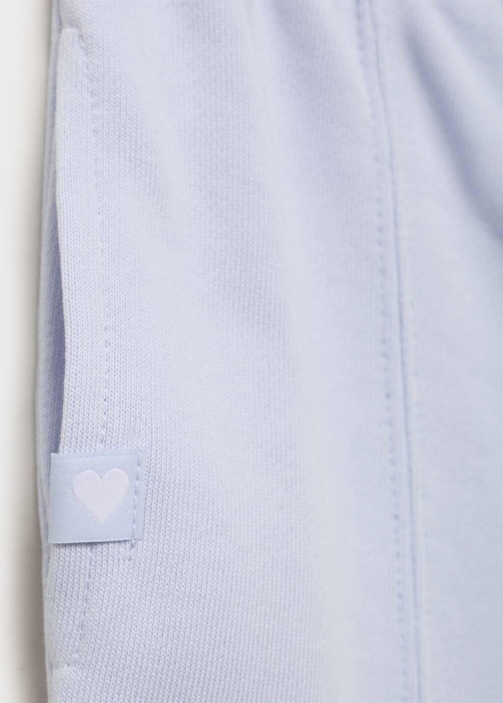 Blue Cotton Joggers With Elastic Waist, Kids Girls, Light-Pastel Blue, large image number 6