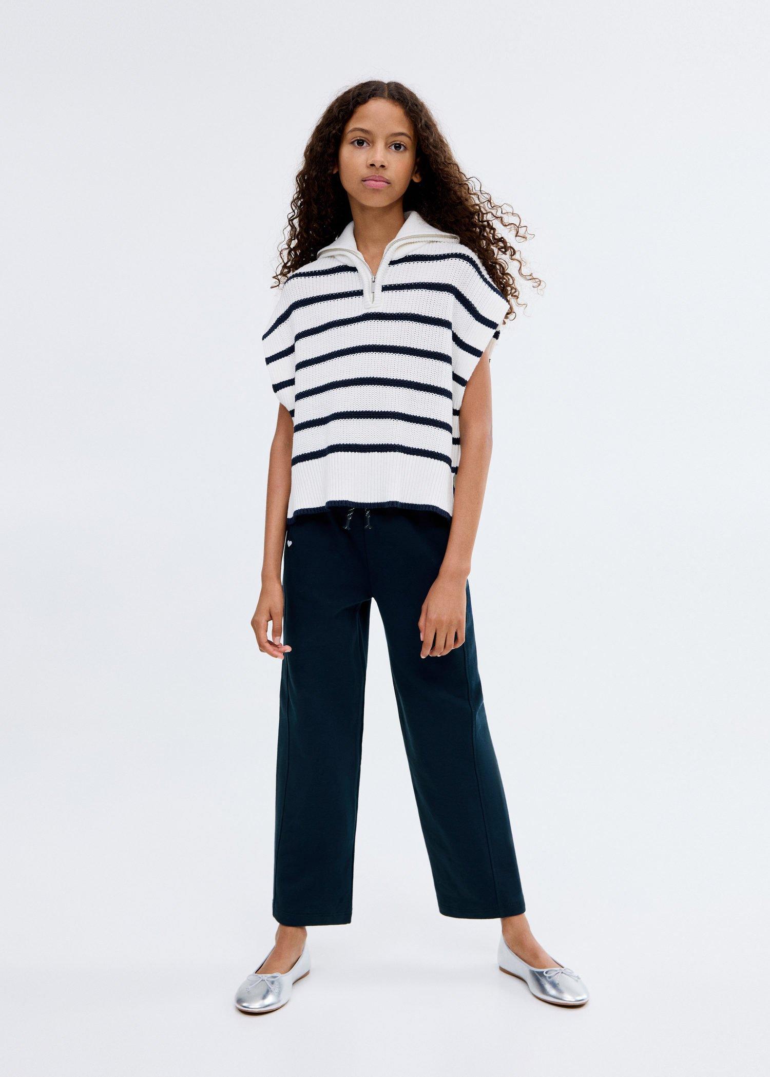 Blue Cotton Joggers With Elastic Waist, , large image number 0