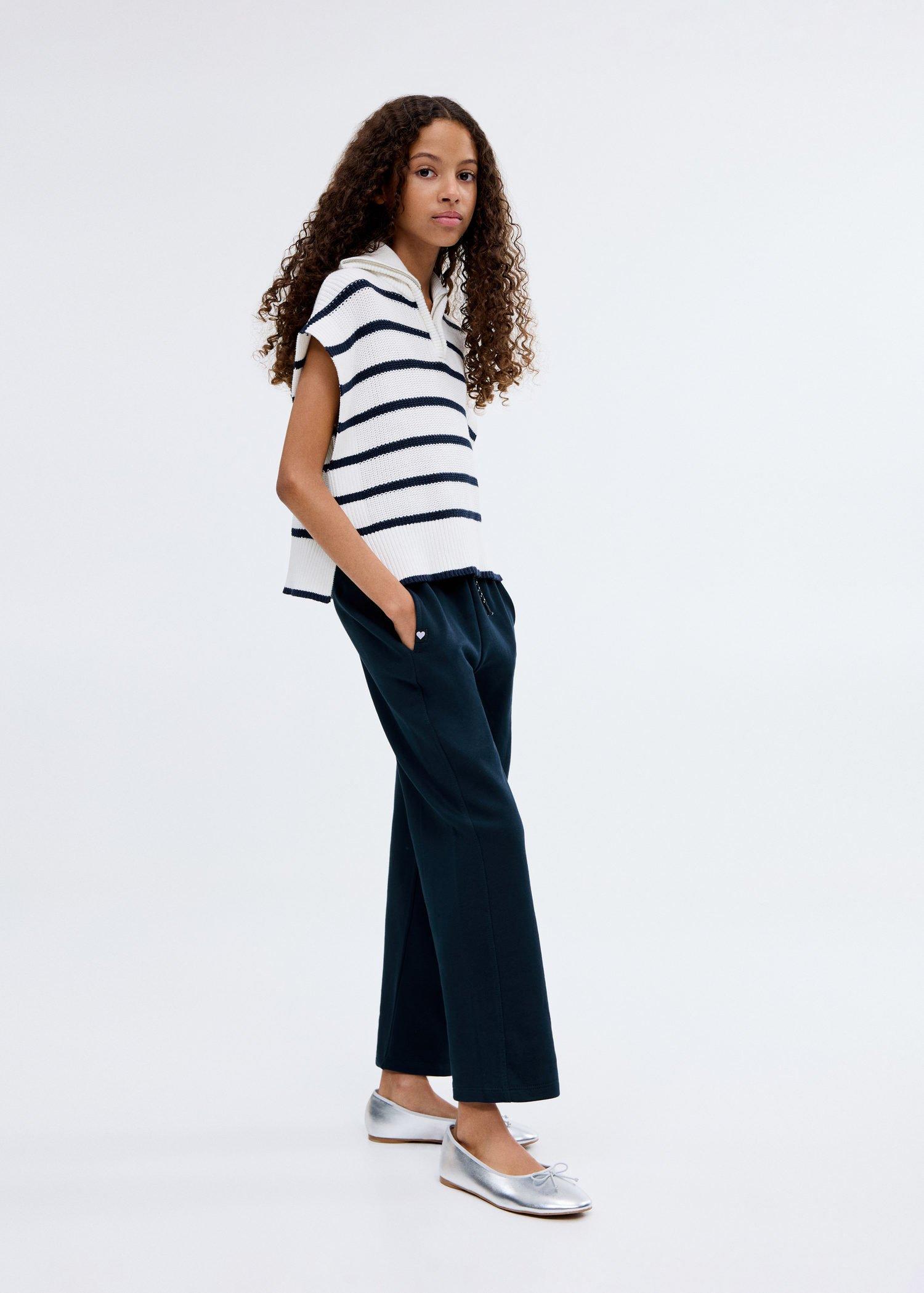Blue Cotton Joggers With Elastic Waist, , large image number 1