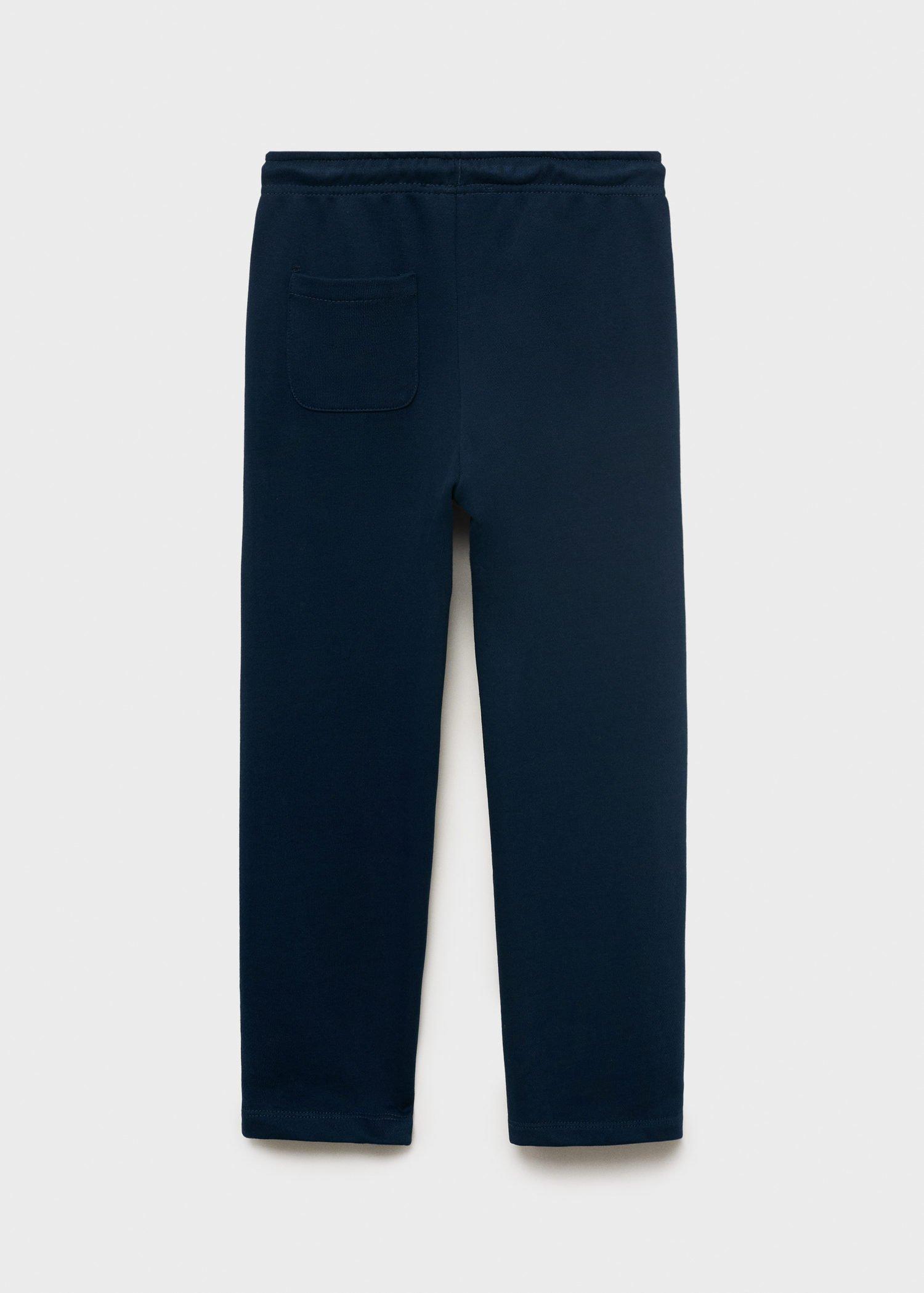 Blue Cotton Joggers With Elastic Waist, , large image number 3