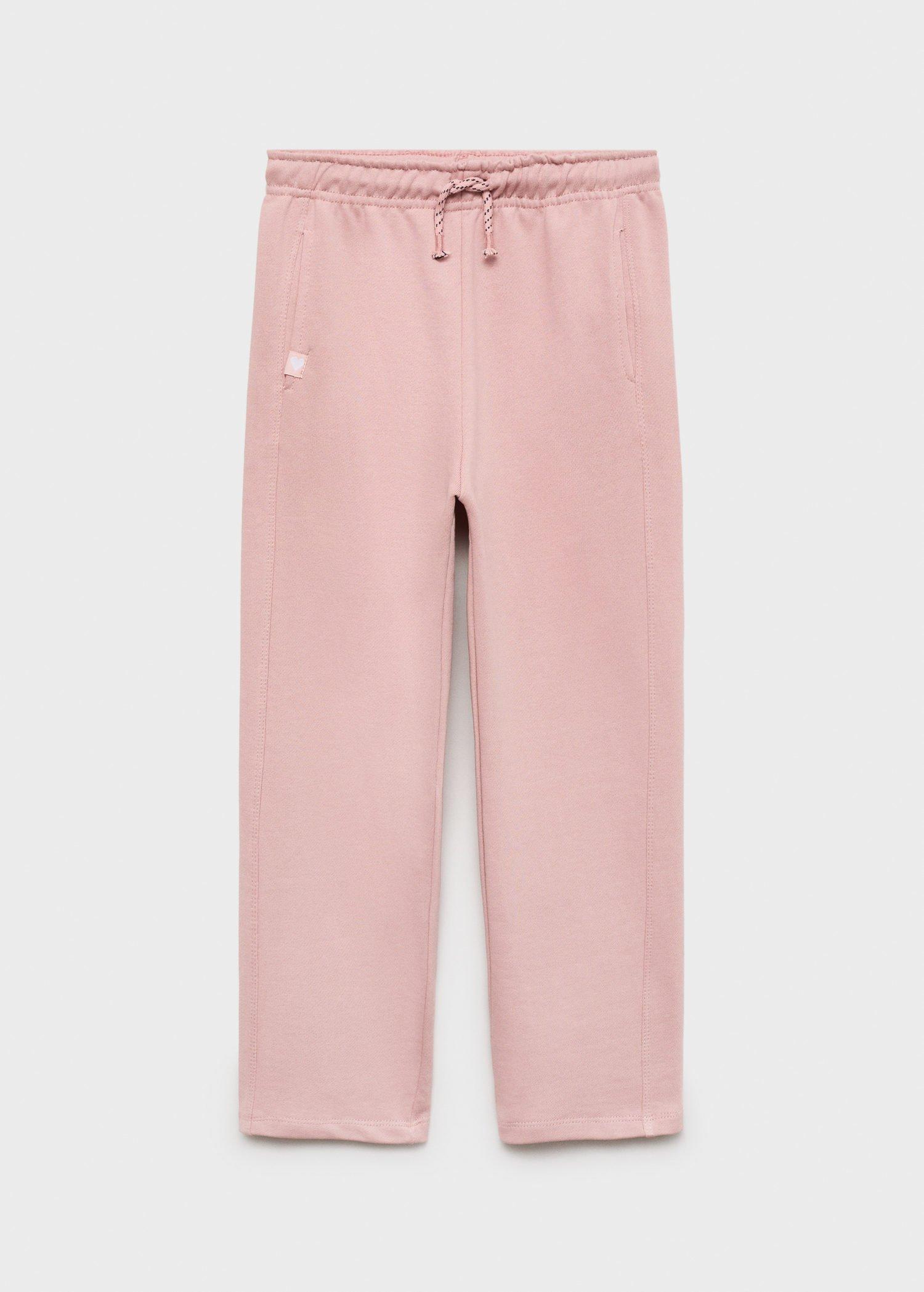 Pink Cotton Joggers With Elastic Waist, , large image number 0