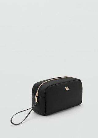 Black Zipped Nylon Cosmetics Bag, 0201_99, large image number 0