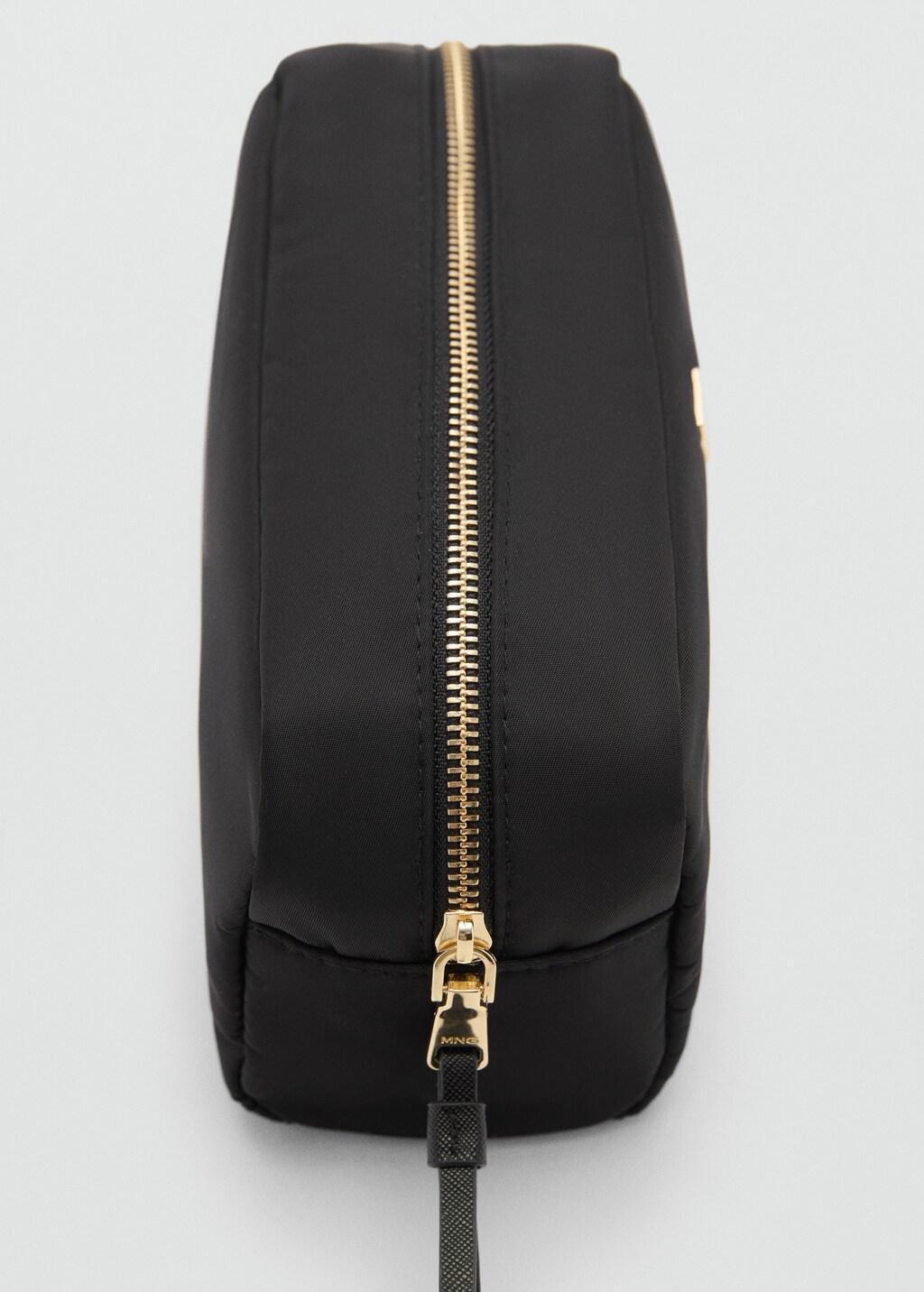 Black Zipped Nylon Cosmetics Bag, 0201_99, large image number 3
