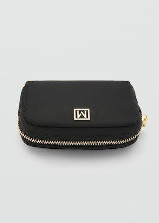 Black Zipped Nylon Cosmetics Bag, 0201_99, large image number 2