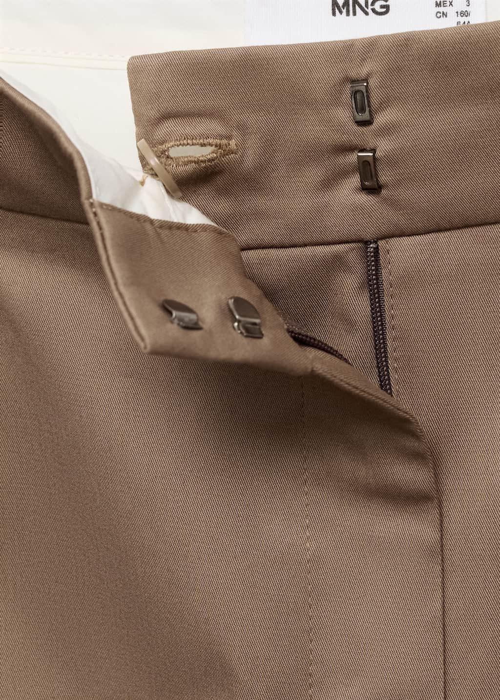 Beige Straight Cotton Trousers With Pleats, Light Beige, large image number 9