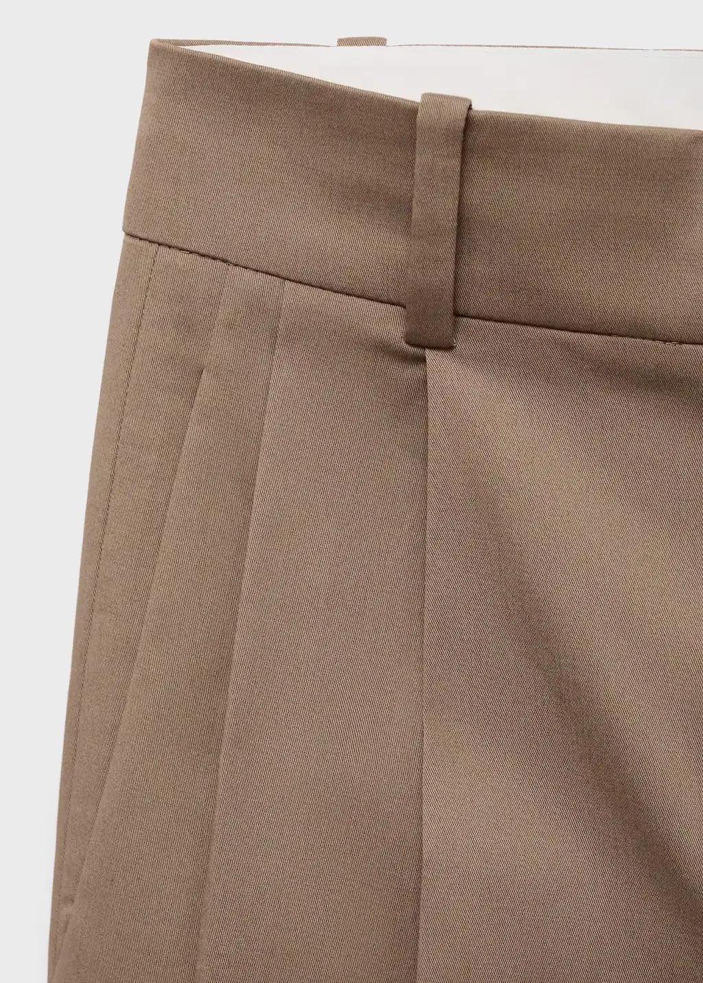 Beige Straight Cotton Trousers With Pleats, Light Beige, large image number 10