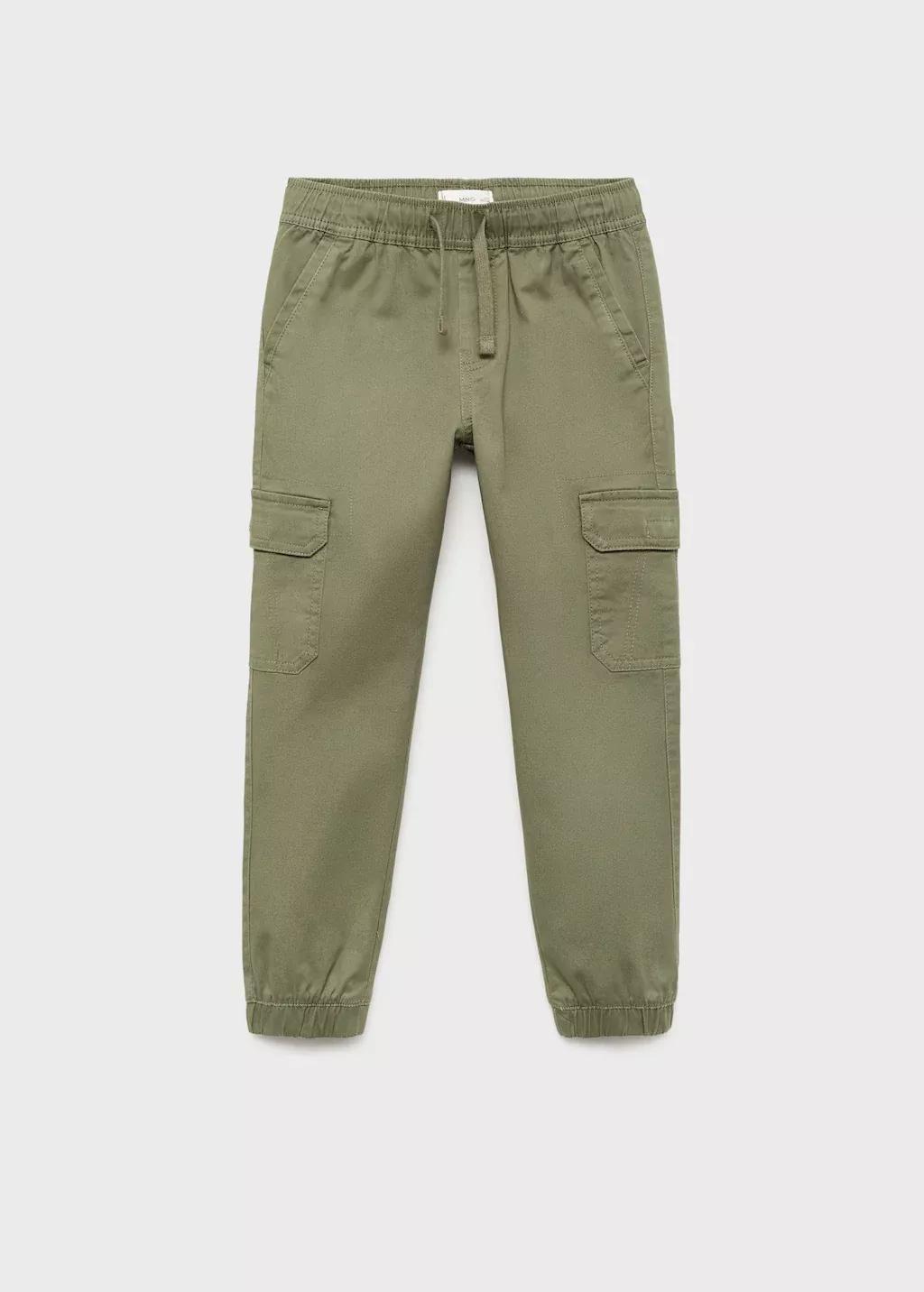 Khaki Cotton Cargo Trousers, Kids Boys, , large image number 0