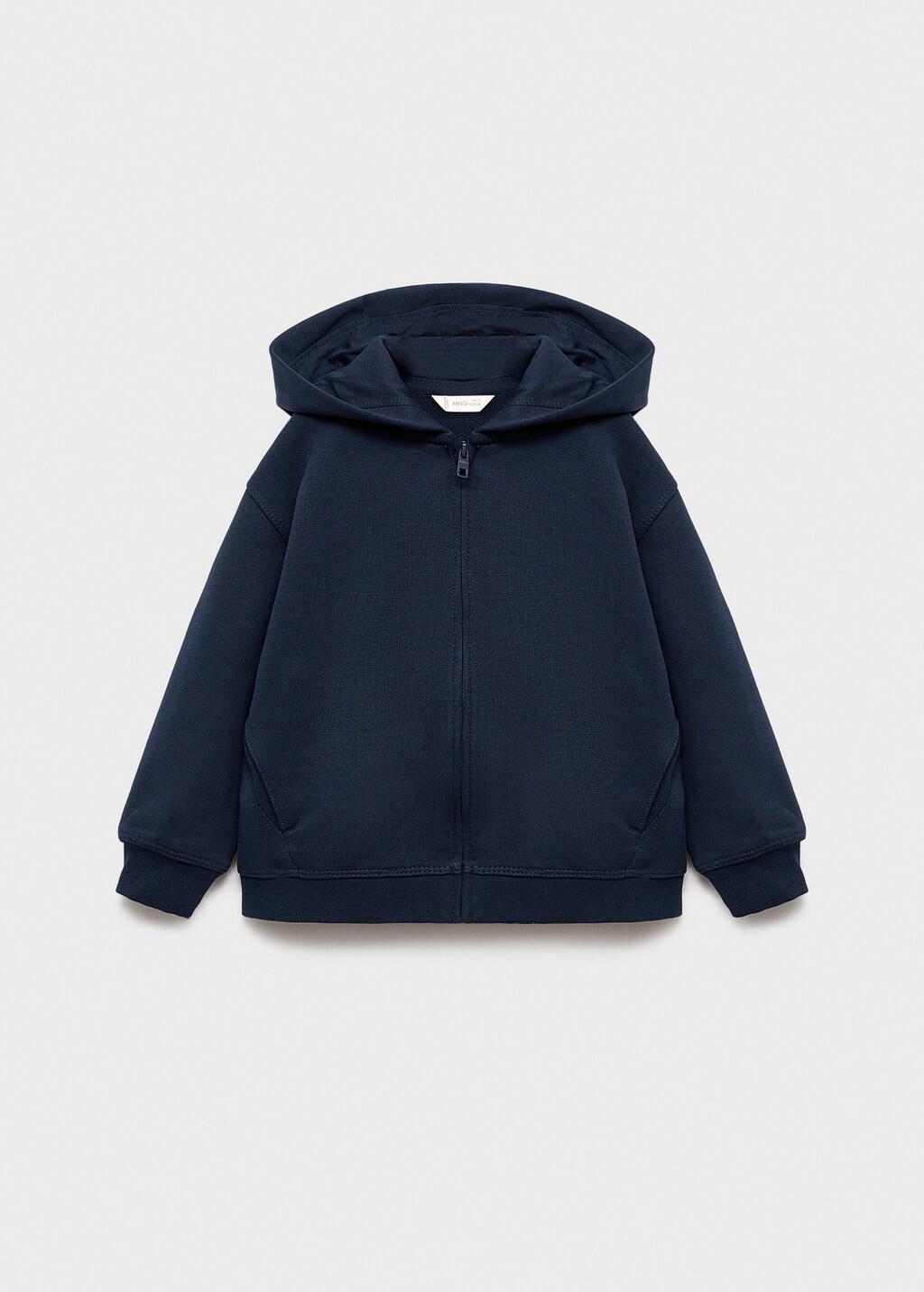 Navy Hoodie Cotton Sweatshirt, Baby Boy, , large image number 4