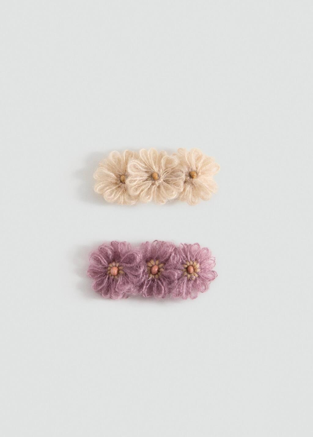 Brown Lt Pastel 2 Pack Flower Hairclips, Kids Girl, Light Pastel Brown, large image number 1