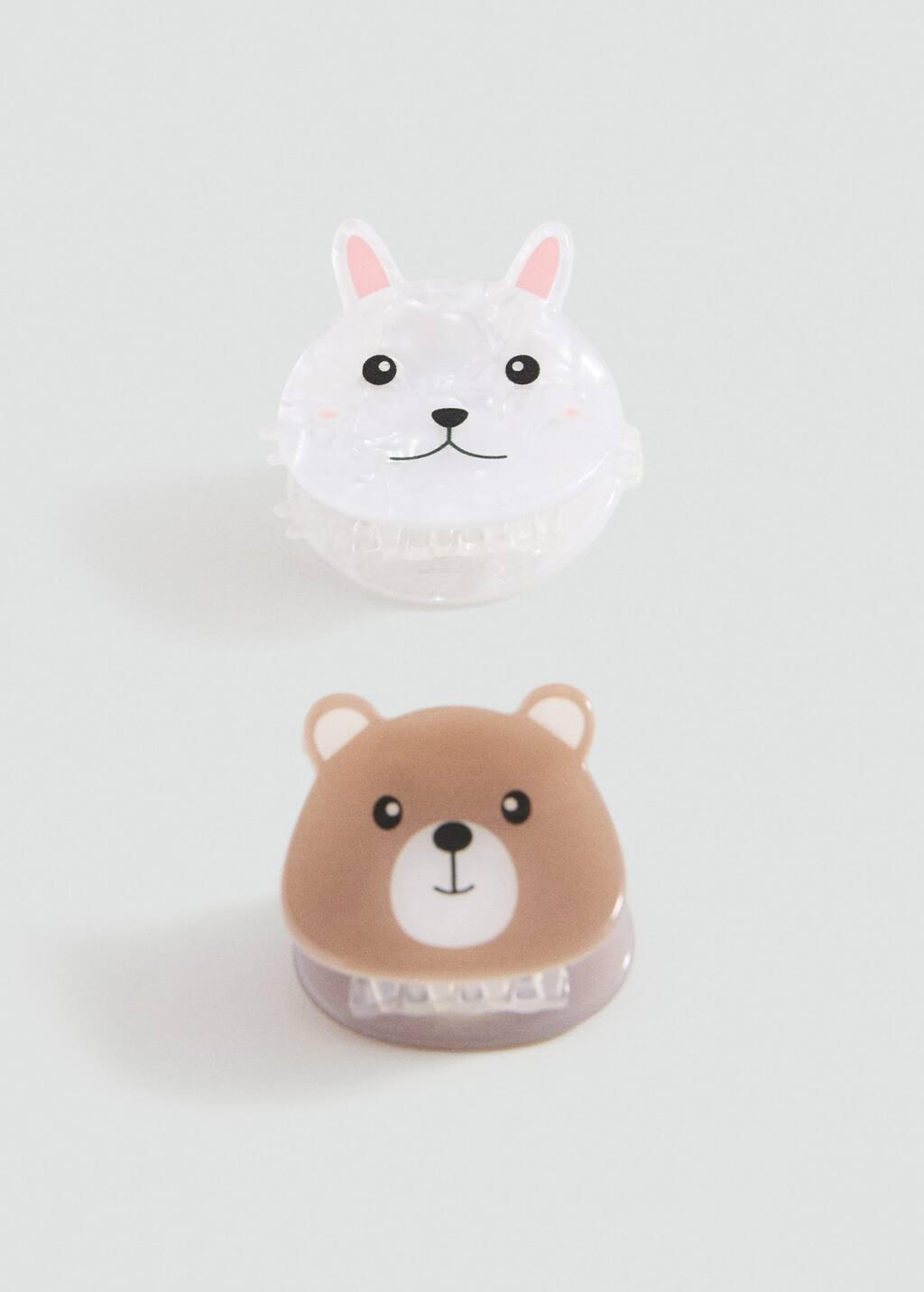 Brown Pack Of 2 Animal Clips, Kids Girl, Medium Brown, medium