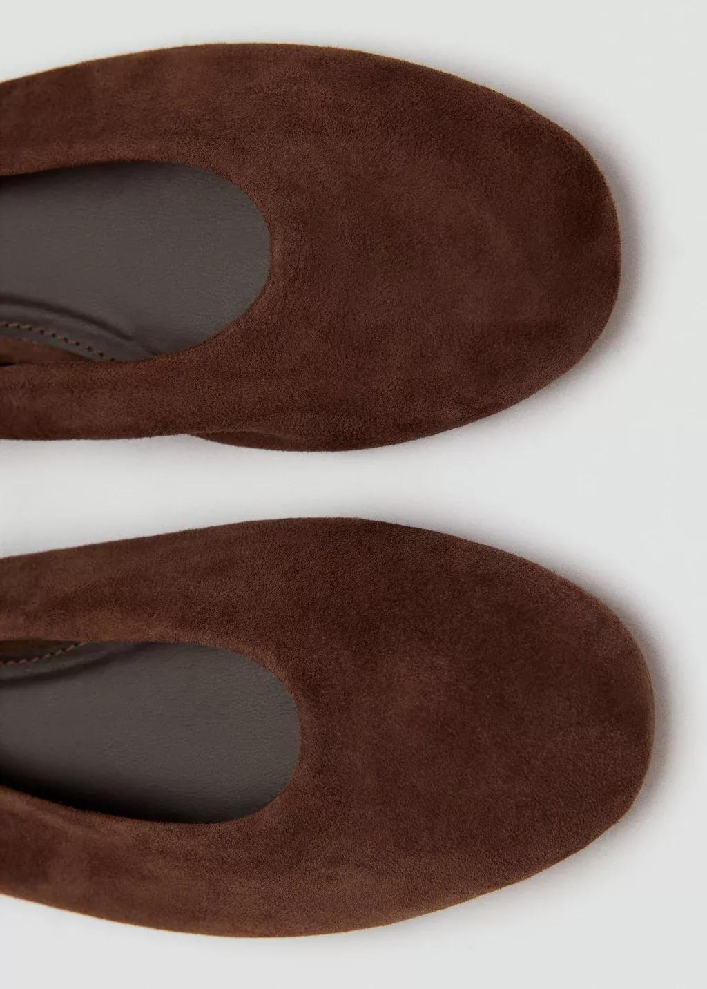 Brown Suede Leather Ballerina Flat, , large image number 1