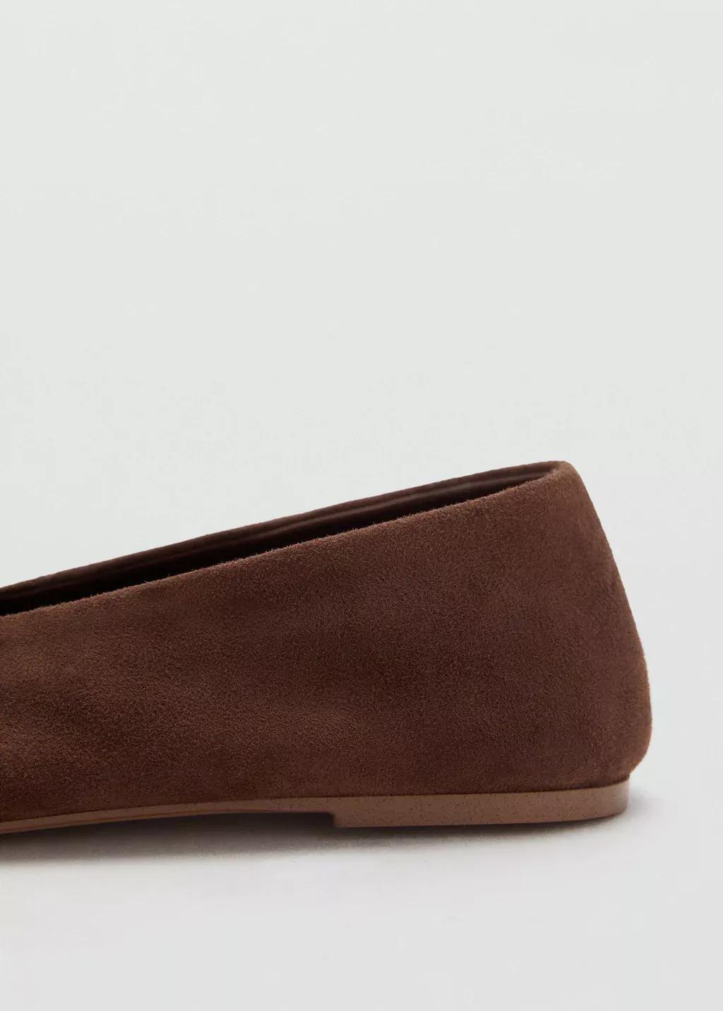 Brown Suede Leather Ballerina Flat, , large image number 2