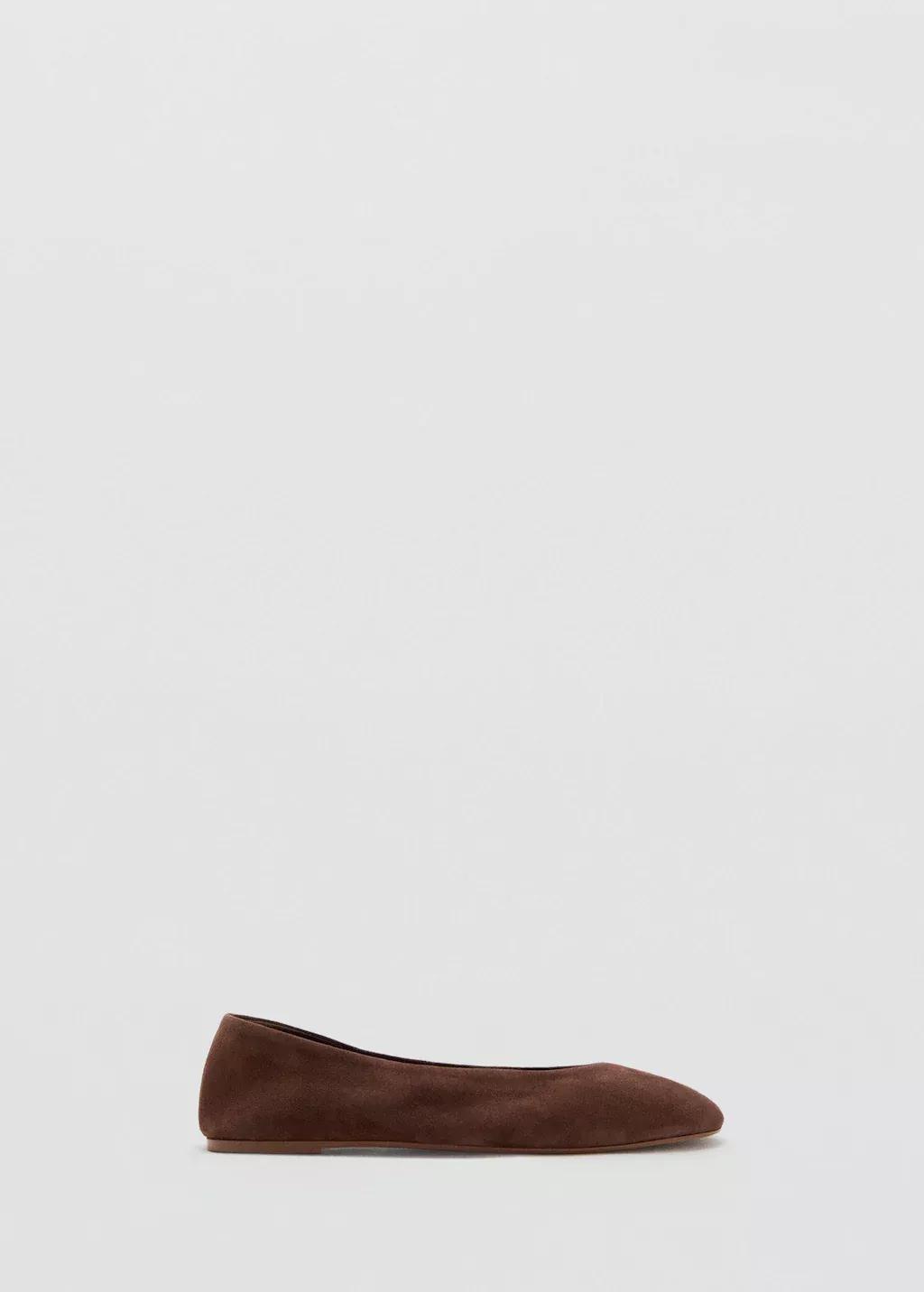 Brown Suede Leather Ballerina Flat, , large image number 3