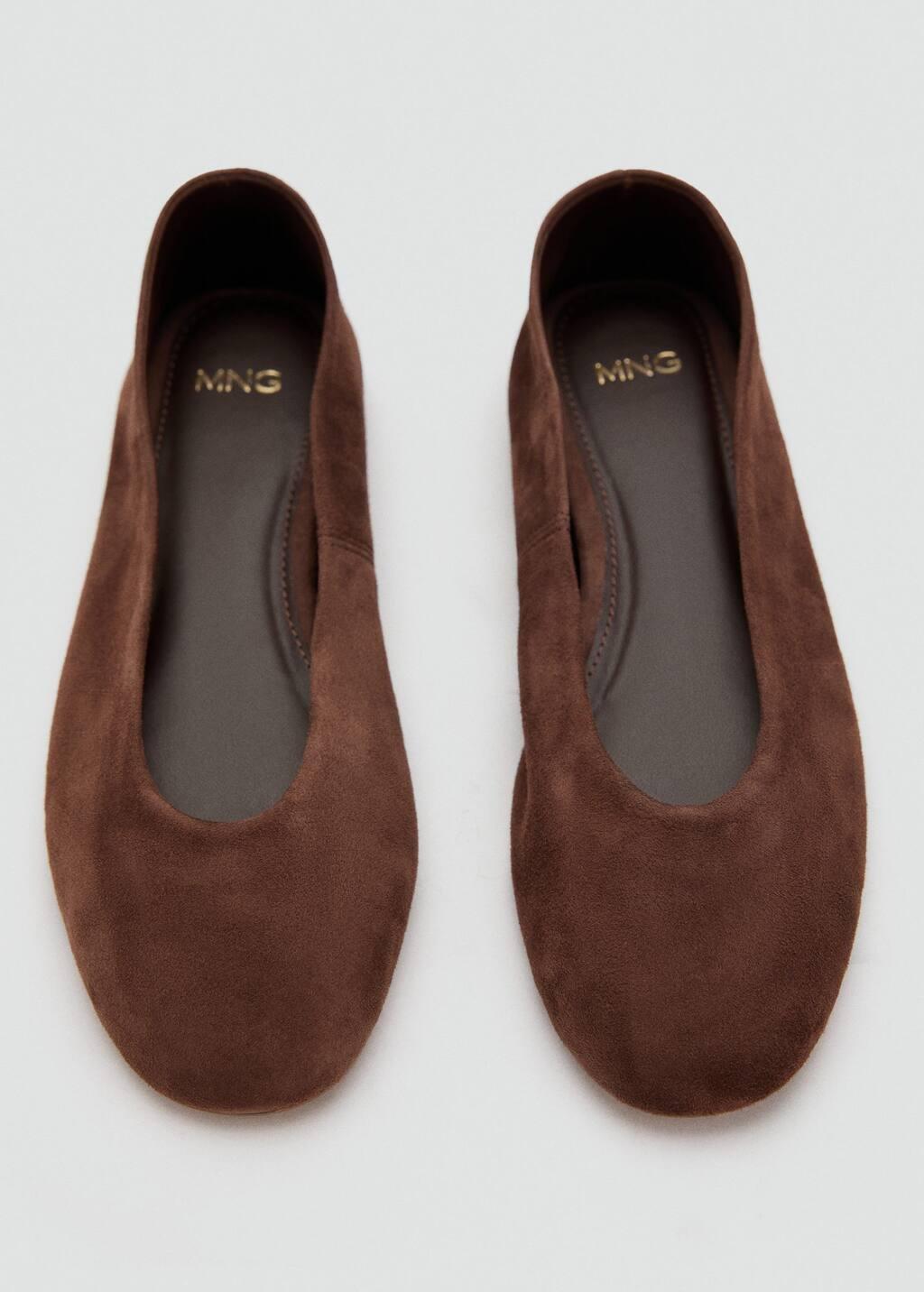 Brown Suede Leather Ballerina Flat, , large image number 4