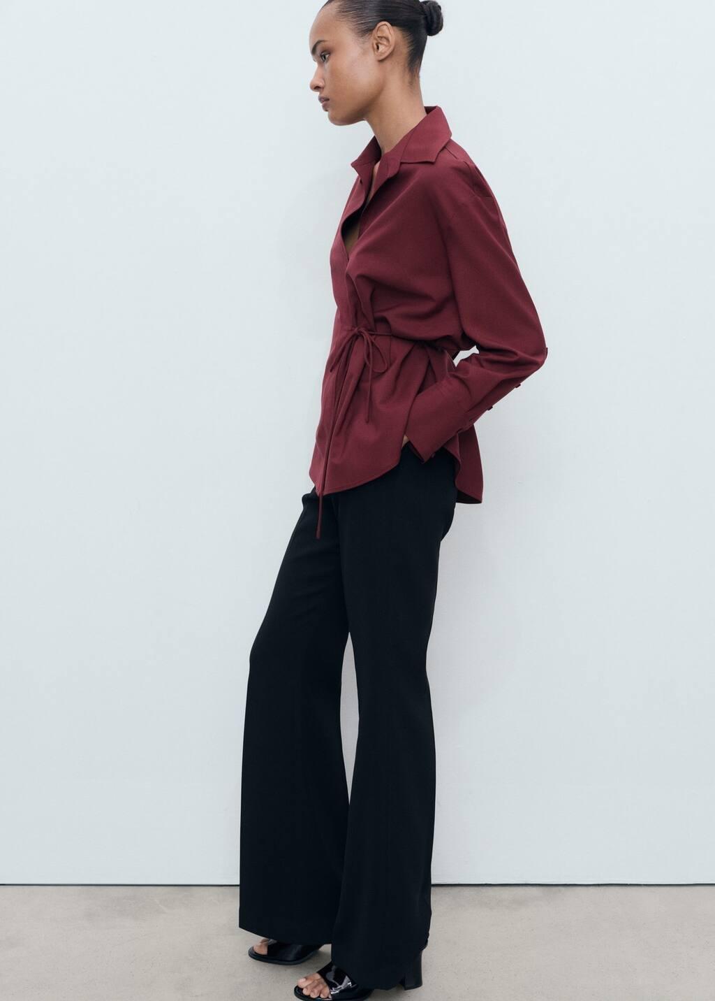 Red Wrap shirt with bow, Dark Red, large image number 3