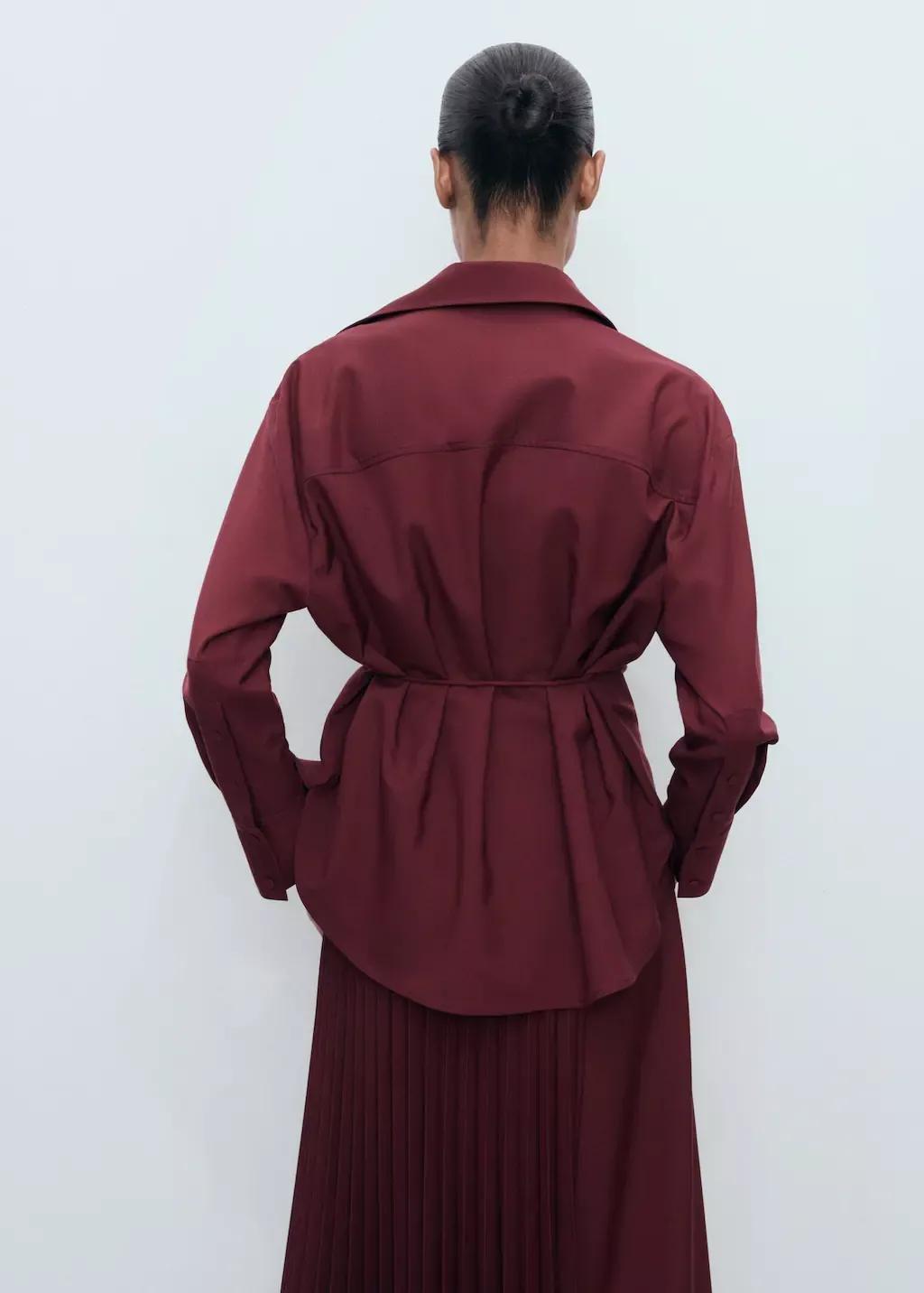 Red Wrap shirt with bow, Dark Red, large image number 5