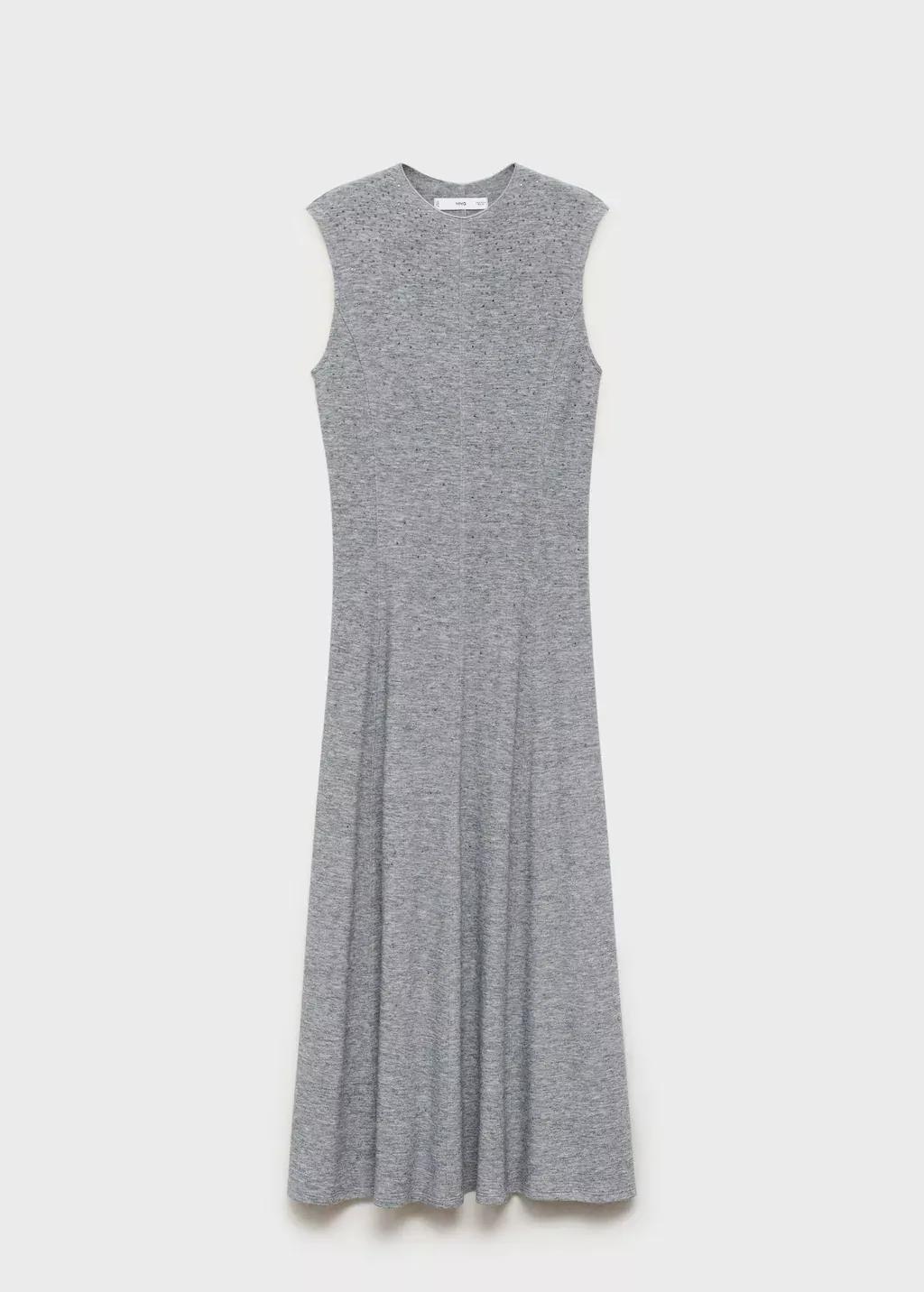 Grey Rhinestone dress with seams, , large image number 0