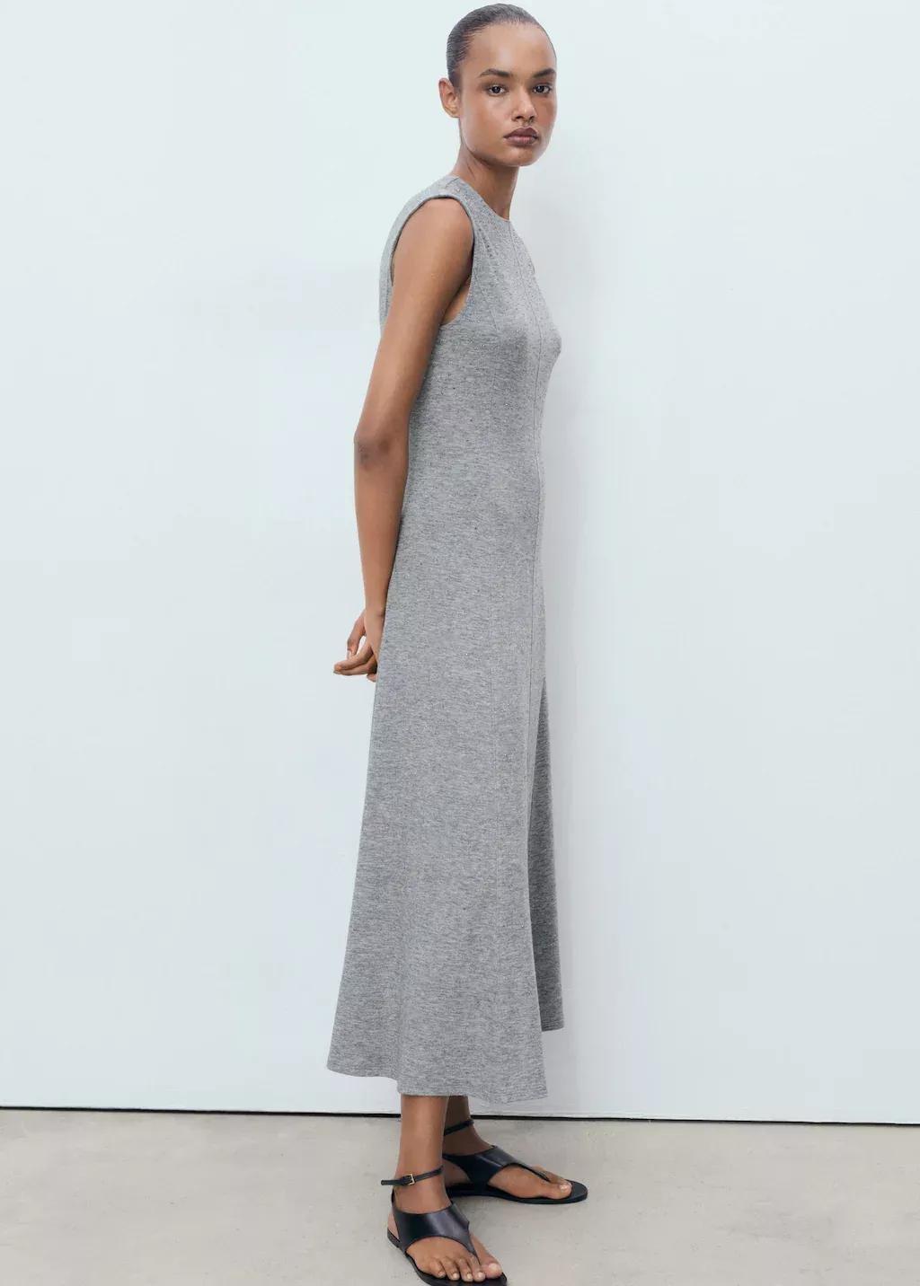 Grey Rhinestone dress with seams, , large image number 3