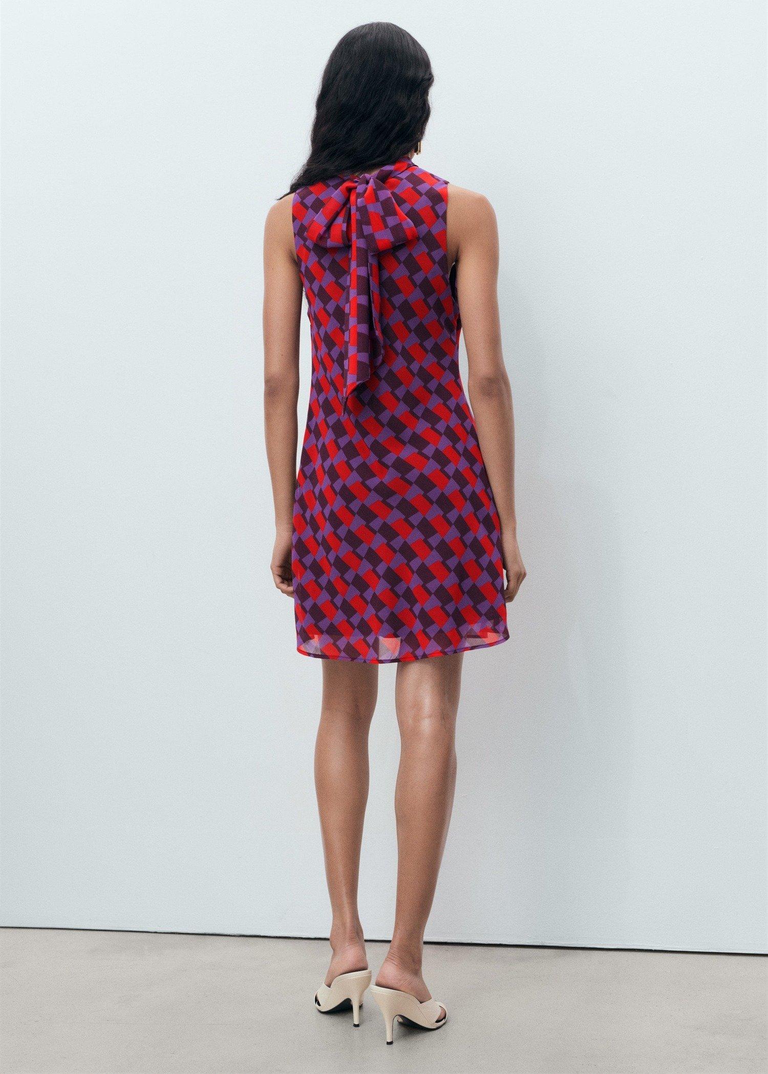 Purple Printed Dress With Bow Detail, , large image number 4