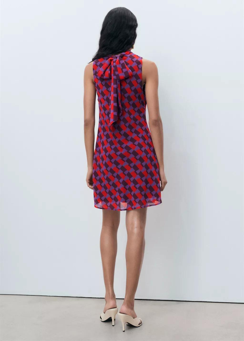 Purple Printed Dress With Bow Detail, , large image number 5