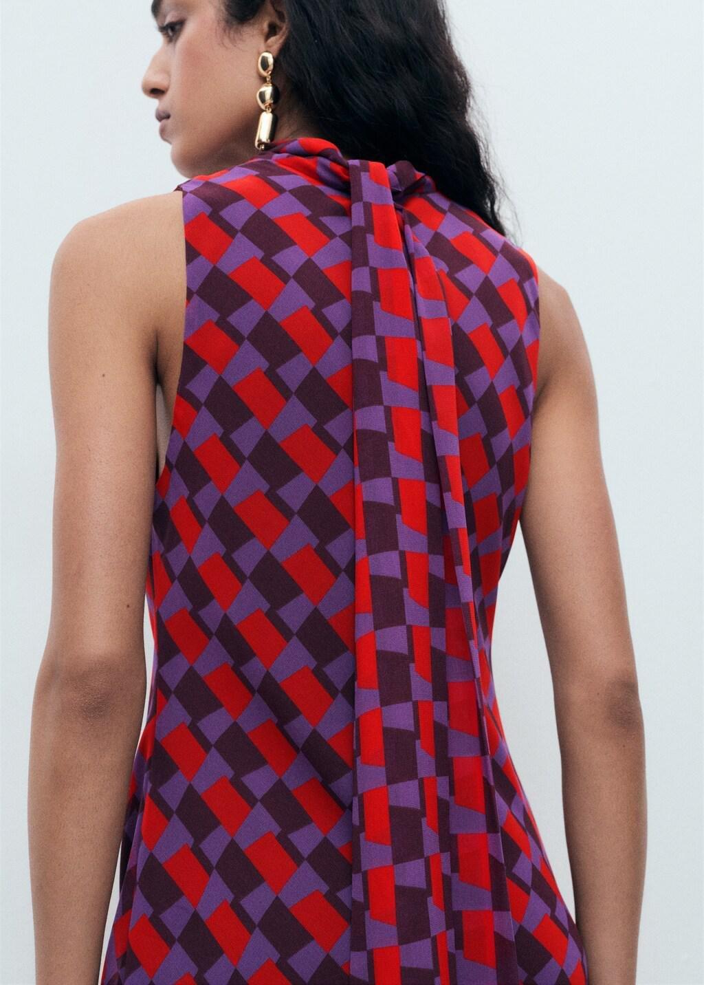 Purple Printed Dress With Bow Detail, , large image number 12