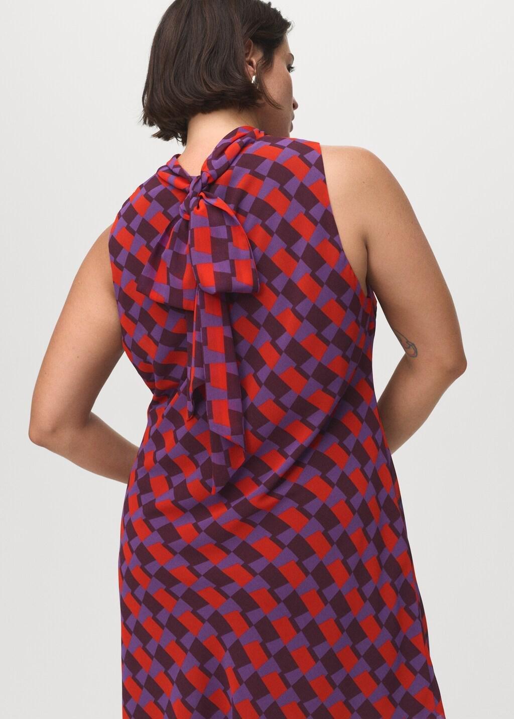 Purple Printed Dress With Bow Detail, , large image number 14