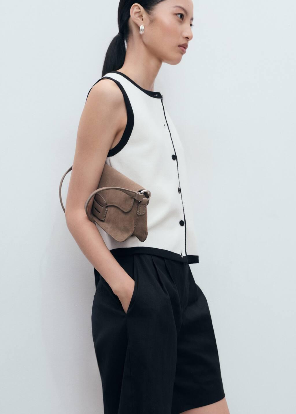 LIGHT BEIGE Knitted waistcoat with contrast detail, 0201_05, large image number 5