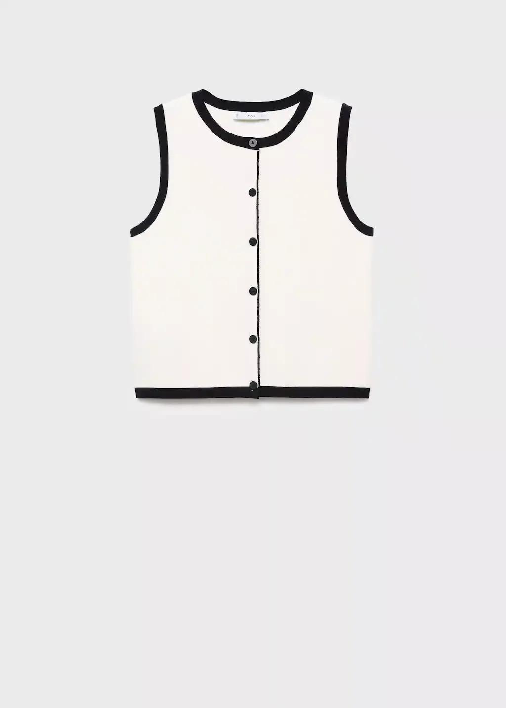 LIGHT BEIGE Knitted gilet with contrast detail, , large image number 7