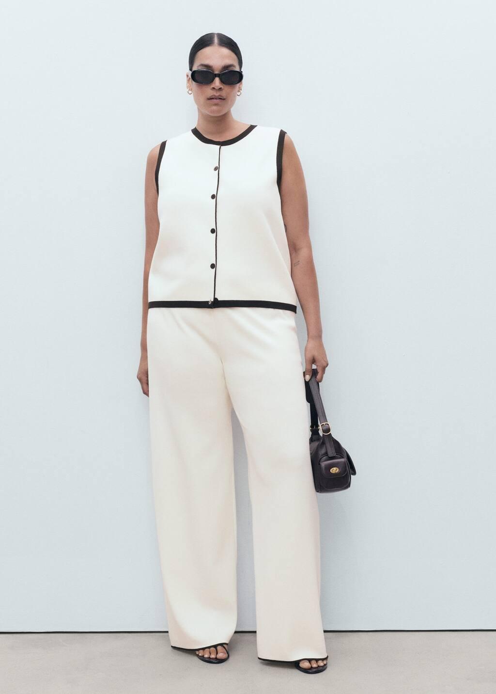 LIGHT BEIGE Knitted waistcoat with contrast detail, 0201_05, large image number 9