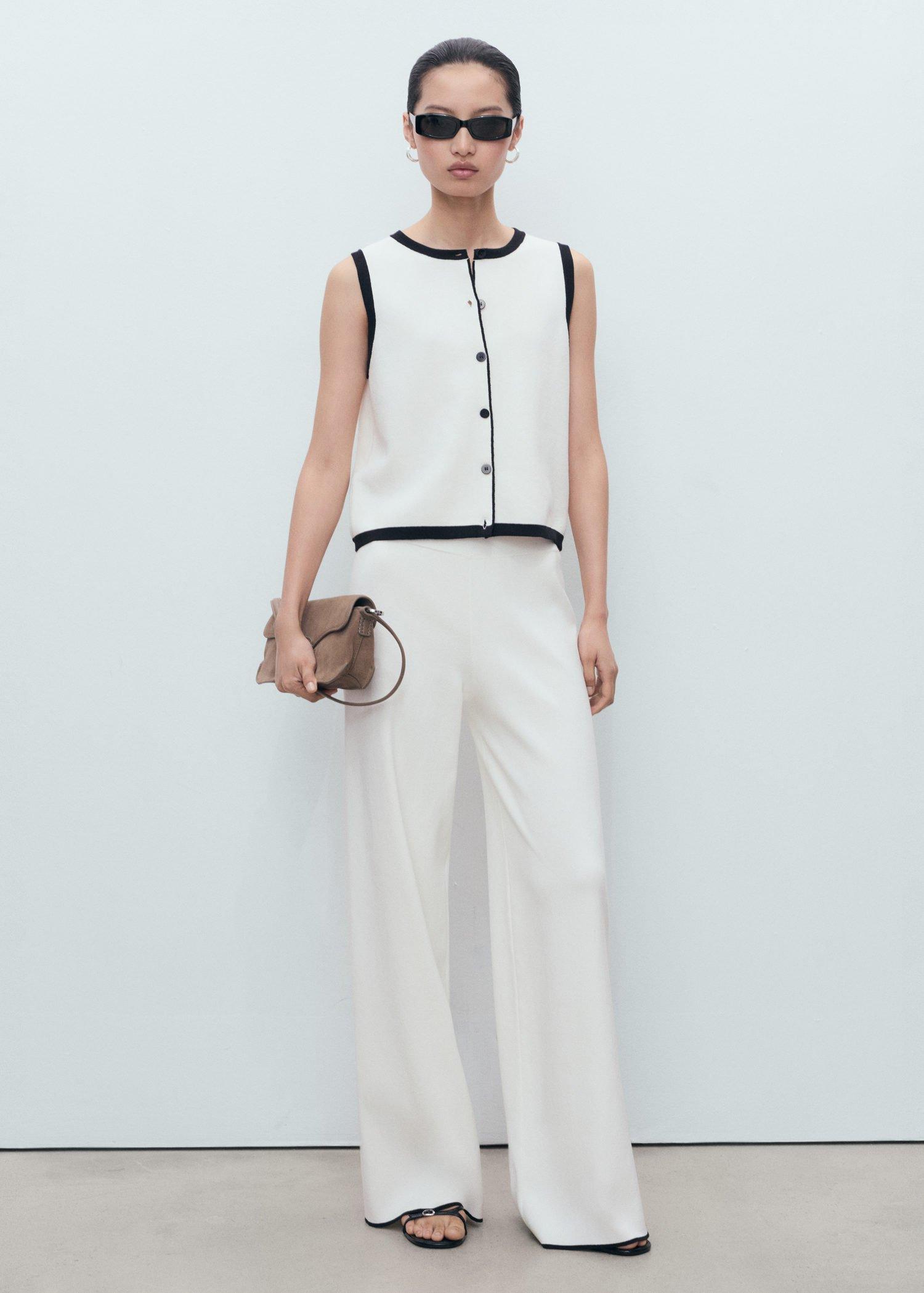 Beige Knitted Waistcoat With Contrast Detail, 0201_05, large image number 10