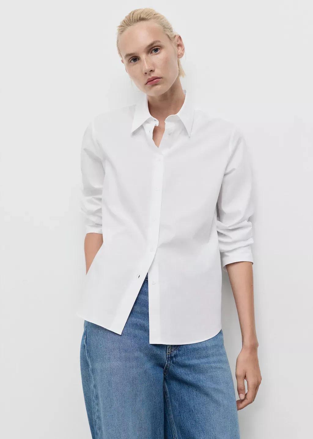 NATURAL WHITE Regular cotton lyocell-blend shirt, , large image number 1