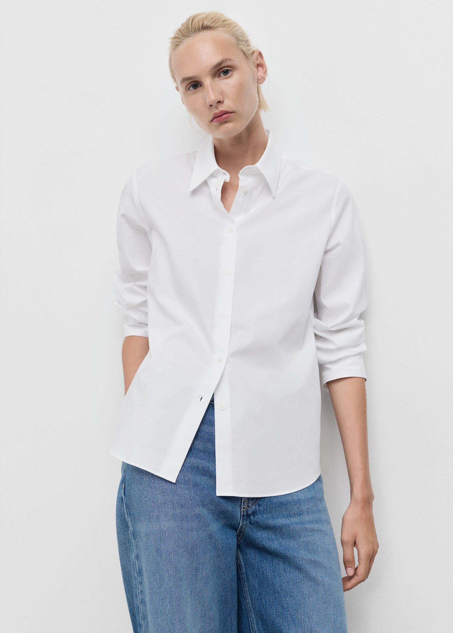 NATURAL WHITE Regular cotton lyocell-blend shirt, , large image number 2